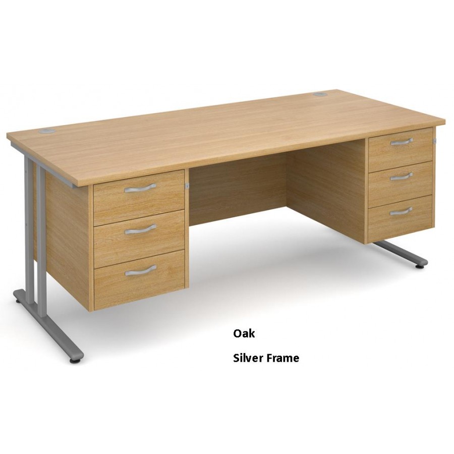 Maestro Cantilever Straight Desk with 2 Pedestals